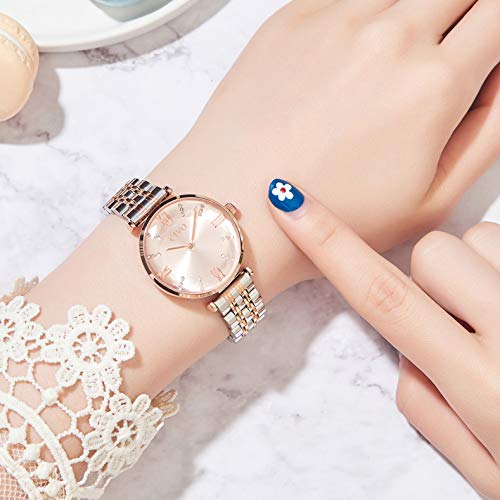 CIVO Damen Uhren Wasserdicht Minimalistisch Armbanduhr Damen Uhr Edelstahlarmband Silber Mode Kleid Elegant Beiläufig Designer Quarzuhr Business Elengate für Damen