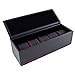 Caddy Bay Collection Carbon Fiber Pattern Watch Case Box Holds 5 Watches with Red Stripe/Stitching New and Improved