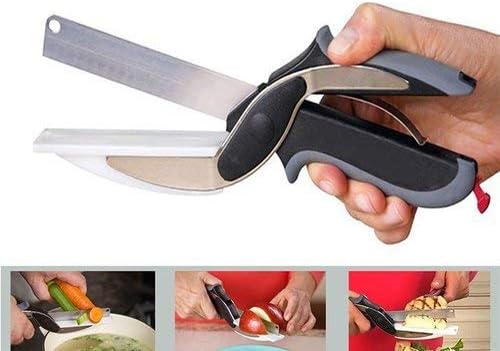 LDG Ware New 2 in 1Steel Clever Cutter Multifunction Kitchen Vegetable Fruit Meat Knife Cutter Chopper Slicer Dicer with Knife Board and Wall Mount