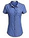 Hotouch Women's Denim Shirt Basic Casual Slim Button Down Chambray (Light Blue, Navy Blue, Dark Blue and Blue)