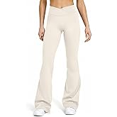 Sogetdo Crossover Flare Leggings for Women Seamless Tummy Control Bootcut Wide Leg Gym Workout Yoga Pants