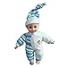 Mingao 14 Inches High Simulation Baby Doll's Clothes Brown Stripes Rompers Suit with Hat