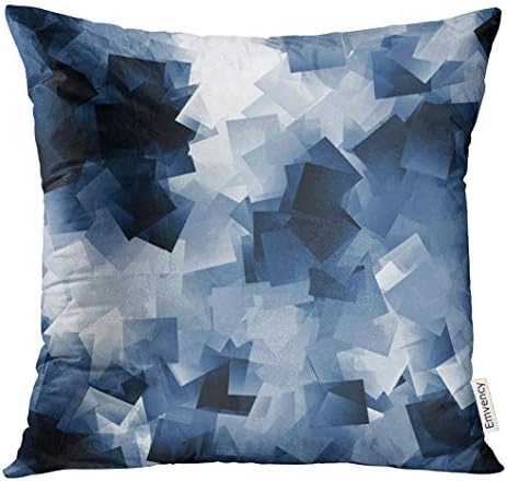 UPOOS Throw Pillow Cover Black Abstract White and Navy Blue Cubes Scraps of Gray Blank Blocks Decorative Pillow Case Home Decor Square 18x18 Inches Pillowcase