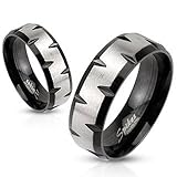 STR-0014 Stainless Steel Black IP w/ Matte Finish Center w/ Faceted Edges Band Ring; Comes With Free Box
