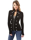 PattyBoutik Women's Military Mock Neck Zip Up Cardigan