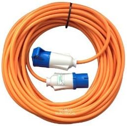 20 metre Orange Caravan Hook Up/Extension Cable with 16 Amp Plug & Socket - Professionally assembled by MCD Electrical