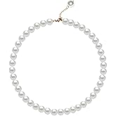 Pearl Necklace for Women, 4/6/8/10mm White Imitation Pearl Necklace, Round Faux Glass Pearl Necklace, Pearl Choker Necklace, Elegant Wedding Parties Necklace