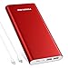 POWERADD Pilot 4GS Plus 20000mAh Portable Charger, 8-Pin & Micro Input 3.6A Power Bank for iPhone, iPad, Samsung, LG and More - Red (8-Pin and Micro Cable Included) primary