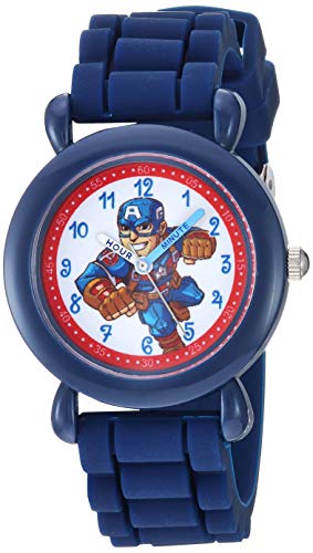 Marvel Boy's Super Hero' Quartz Plastic, Stainless Steel and Silicone Watch, Color:Blue (Model: WMA000296)