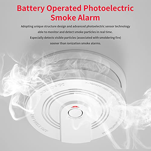 OKEAH Smoke Detector Fire Alarm with Photoelectric Sensor and 9V