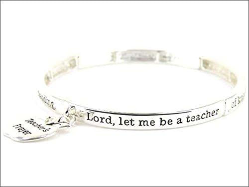 Silvertone Teacher Stretch Family Theme Bracelet w/Gift Box Athena Brand