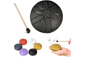 Rain Drum for Outside, Steel Tongue Drum Rain Chime, 3 Inch 6 Notes Hand Drums, Mini Handpan Drum Sound Healing Instruments f