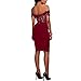 CHARMORE Women's Lace Top Off The Shoulder Bodycon Party Cocktail Dress (M, Burgundy)