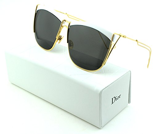 Dior SoElectric Square Women Sunglasses (White Gold Frame, Dark Brown Grey Lens (0266))