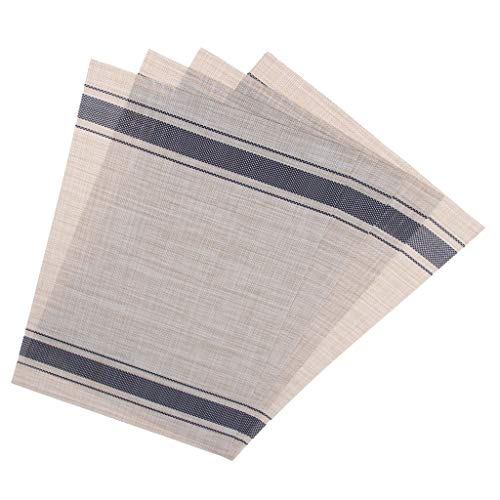 Prettyia Set of 4 PVC Flower Pattern Placemats for Dining Table Runner Linens Place Mat in Kitchen Accessories Cup Wine Mat - Blue