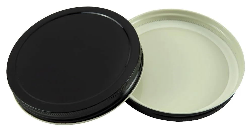Photo 1 of 110-400 Black Metal Lid - Continuous Thread (CT) - Plastisol Liner - For Kitchentoolz Gallon & Half Gallon Jars - Canning & Storage - Jar not Included
