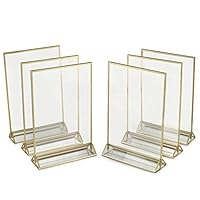 Super Star Quality Clear Acrylic Double Sided Frames Display Holder with Vertical Stand and 3mm Gold Border, 5 x 7-Inches (Pack of 6)