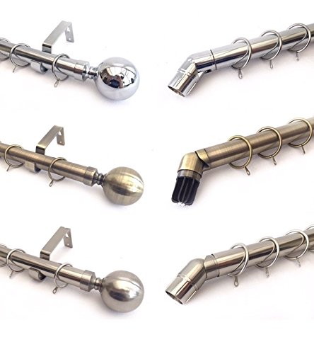 28mm Metal 3m Bay Window Curtain Pole Ball Finial Polished Chrome