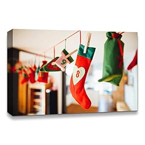 Canvas Wall Art Christmas Santa Claus Decor Painting Artwork for Home Prints Framed - 12x18 inches