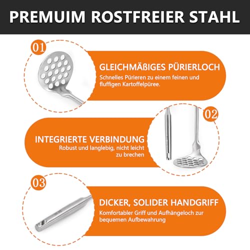 SAVORLIVING Kleiner Kartoffelstampfer, Kartoffel stampfer Edelstahl mit dickem Griff, Einteiliges Tiny Potato Masher für Kartoffelpüree,Obst und Gemüse,Spülmaschinengeeignet thumbnail 2