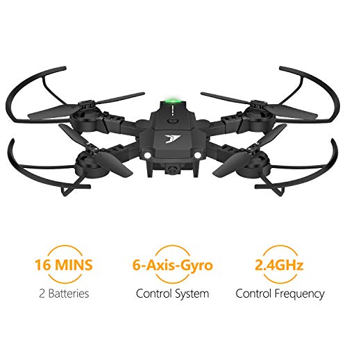 JT63 Mini Drones for Kids Beginners,Foldable Pocket RC Quadcopter with Long Flight Time,2 Batteries,Altitude Hold,Headless Mode, One Key Start/Land, Speed Adjustment,3D Flips,Toys Gift for Boys Girls