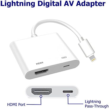 EasternPin RR-17-12-3 Lighting to HDMI, HDMI and Lightning Charging Port, 2-in-1 Adapter, Lightning Digital AV Adapter, Compatible iPhone/iPad/iPod Touch for HDTV Monitor Projector (1080P) - Off-White