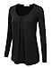 JJ Perfection Women's Pleated Scoop Neck Long Sleeve T-Shirt Blouse Top