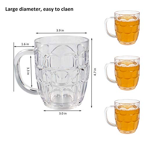 Plastic Beer Mugs, 20 oz Dimple Stein German Beer Mug, Dimpled Beer