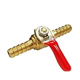 Nigo Industrial Co. AN99 Series Forged Brass Mini Ball Valve, 5/16" Hose Barb x 5/16" Hose Barb, 180 Degree Operation Handle, Rated to 600WOG (1, 5/16" x 5/16" Hose Barb)
