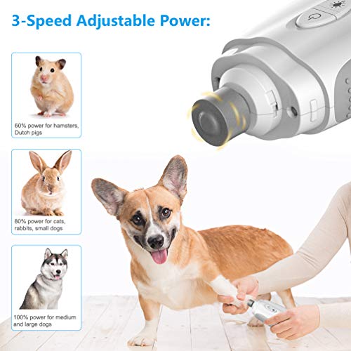 Petacc Pet Nail Grinder Electric Paw Trimmer Clipper Dog Nail Polisher for Small Medium Large Dogs Cats Portable & Rechargeable Gentle Painless Grooming Tools