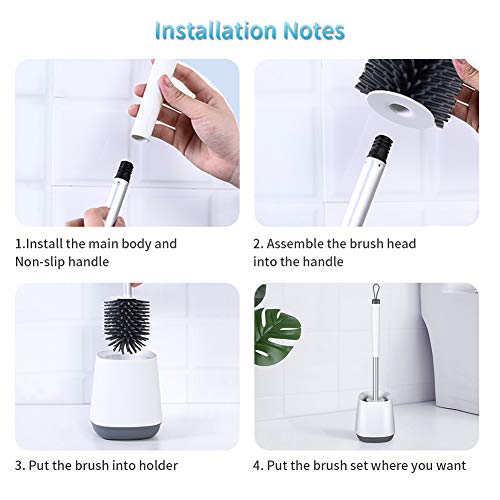 Toilet Bowl Cleaning Brush and Holder Set for Bathroom Storage and Organization, POPTEN Deep