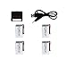 YKS Upgraded 3.7V 500mAh 25C Lipo Battery (4 PCS) with 4 in 1 Li-PO Battery Charger for Syma X5C X5C-1 X5SW Parts