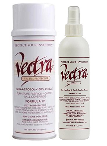 1- 12 oz. can of Vectra Fabric Protector and 1- 8oz. bottle of Vectra 16 Shoe- Handbag- Apparel- Leather- Suede Protector