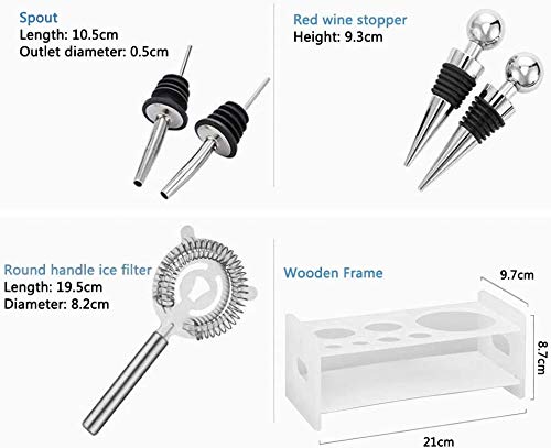 LKNJLL Barkeeper Kit mit stilvollem Stand - Edelstahl Cocktail Shaker Set mit Nirosta Bar-Tool.Perfektes Bar Set for… – Bild 8