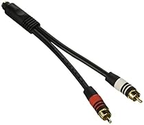 Monoprice 6inch Premium 3.5mm Stereo Female to 2RCA Male 22AWG Cable (Gold Plated) - Black
