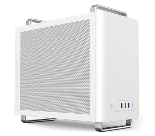 Photo 1 of ALAMENGDA S320 Mini Portable M-ATX/ITX Computer Case, Micro ATX CASE, DIY Desktop Case with Handles, Support 310MM GPU Length (White)