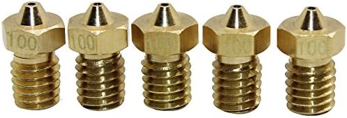 ARQQ 1.0mm 3D-V6 J Head Extruder Brass Nozzle Print Head for 3D Printer 1.75mm Filament Pack of 5