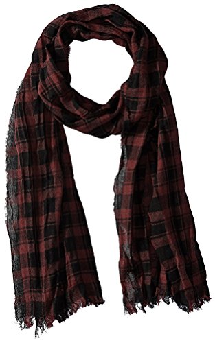 John varvatos star u.s.a men s plaid scarf, garnet