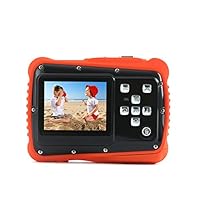 Kids Digital Camera - Waterproof to 3 Meters - HD Video Recorder and 5 Mega Pixels - Shockproof Childrens Camera (Orange)
