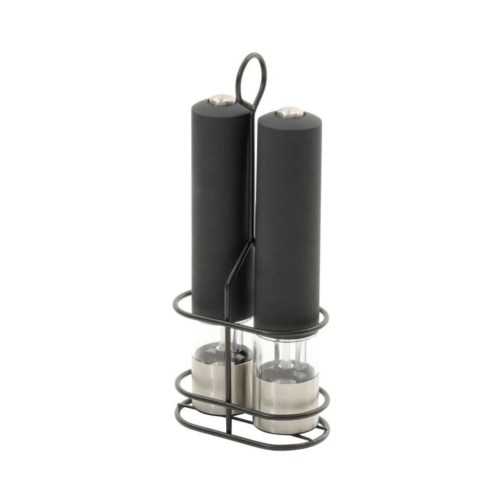 武田コーポレーション 【スパイス・調味料入れ・ボトル】 ブラック 4.5×4.5×22cm ライト付き電動スパイスミルスタンドセット UN3-DSP45BK の商品画像