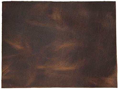 Hide & Drink, Leather Rectangle (6 x 8 in.) for Crafts/Tooling/Hobby Workshop, Medium Weight (Bourbon Brown, Full Grain Leather (1.8mm Thick))