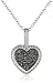 Amazon Collection Sterling Silver and Black Diamond Heart Pendant Necklace (1/2 cttw), 18