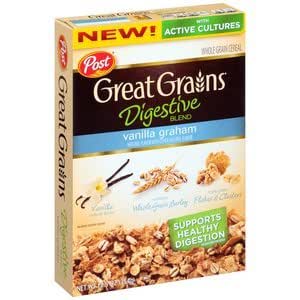 Post great grains, whole grain cereal digestive Blend, vanilla graham (884912003836)