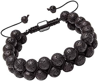 Men Women 8mm Lava Rock Stone Aromatherapy Essential Oil Diffuser Bracelet Braided Rope Natural Stone Yoga Beads Bracelets(Lava Rock)