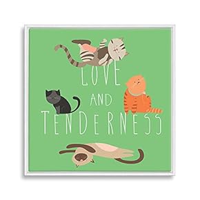 Framed Canvas Wall Art for Living Room, Bedroom Cute Cartoon Cats Canvas Prints for Home Decoration Ready to Hanging - 16x16 inches
