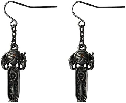 Masada Jewelry, Pewter and Crystal Rhinestone Egyptian Ankh Earrings