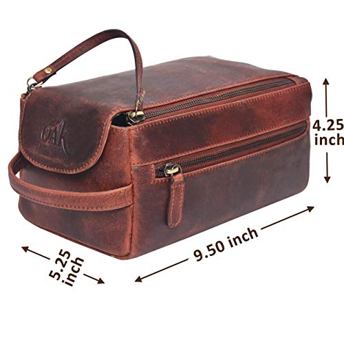toiletry bag for men - toiletry bag for women leather toiletry bag travel dopp kit Leather dopp men (Brown Crazy Horse) - Thumbnail 4
