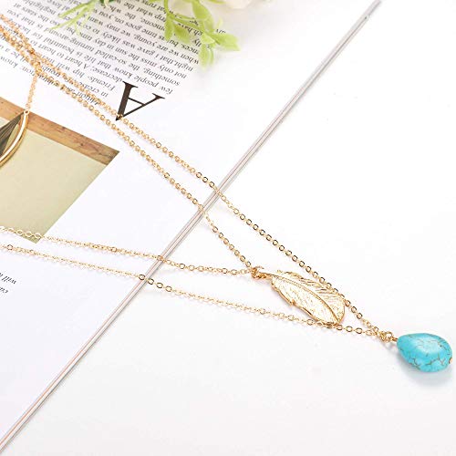 YADOCA-8-13-Pezzi-Collana-Donna-Multistrato-Moda-Sexy-Collanas-con-Stelline-Luna-Turchese-Piumaset-Collane-Donna-Girocollo-Ragazze-Argento-Oro