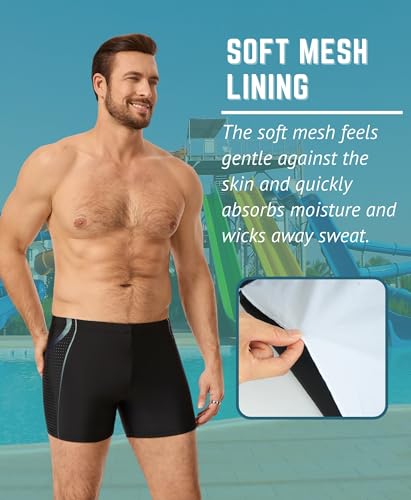 WHCREAT Men's Swim Trunks Quick Dry Boxer Shorts with Drawstring