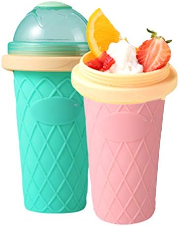 Gnc33Ouhen Mom&Children Homemade DIY Ice Cream Juice Maker Cup Smoothie Mug Summer Fast Cooling Water Bottle Pink